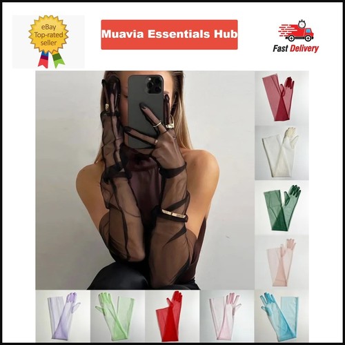 Vintage elbow gloves - -, sheer
