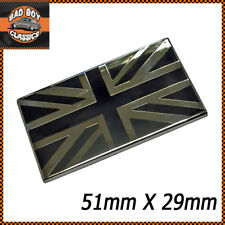 Stylish Black / Chrome Union Jack Enamel Badge Emblem CLASSIC CAR 