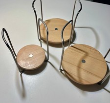 3 x Vintage IKEA Rationell Metal Wooden Extendable Plate Bowl Holders