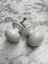 2 White Pottery door Knobs