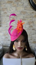 Bright Pink And Orange Fascinator.  Perfect For Races, Weddings, Garden Parties.