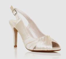 Shuwish Chloe Womens UK 3 EU36 Ivory Satin Peeptoe Slingback Bridal Shoes Heels 