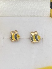 H Samuel 9ct Gold Childs Bumble Bee Earrings