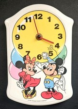 Vintage 1987 Mickey Mouse & Minnie Mouse Ceramic Wall Clock Walt Disney Company 
