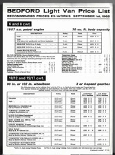 Bedford HA & CA Mk2 Prices & Options 1965-1966 UK Market Single Sheet Brochure