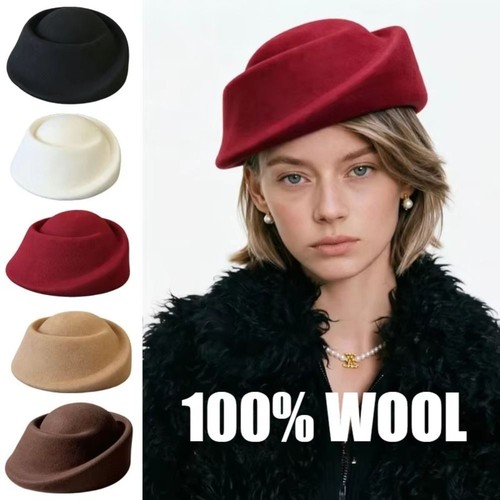 Solid color wool pillbox hat - wool,