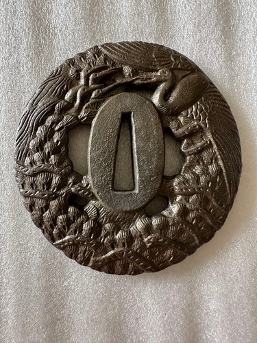 Tsuba iron base pine - base,