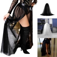 Women Tutu Maxi High Waist Mesh Skirts Sheer Net Tulle Pleated Sequin Long Dress