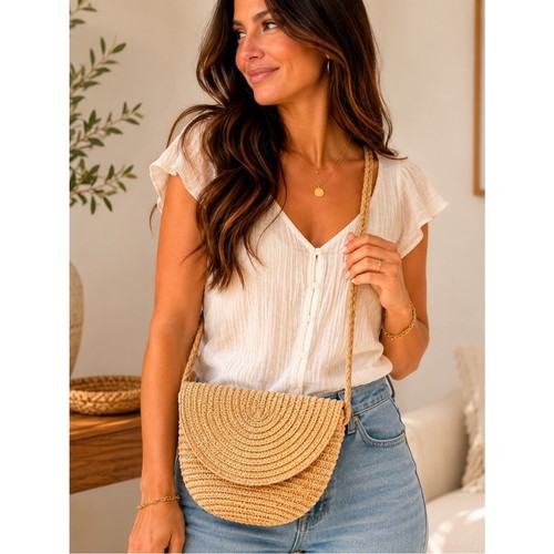 Boho straw crossbody - 🌾,
