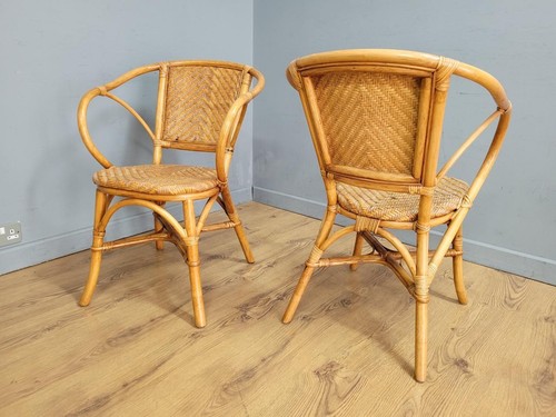 Pair mid century wicker - pair,
