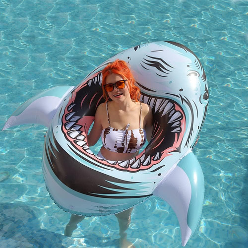 Inflatable shark float ride - shark, float,ride