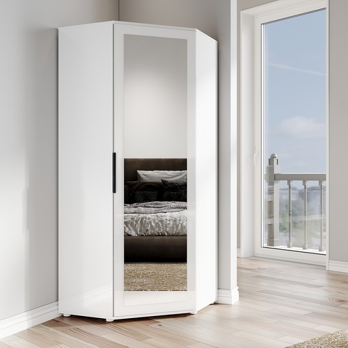 Corner wardrobe with - wardrobe, mirror
