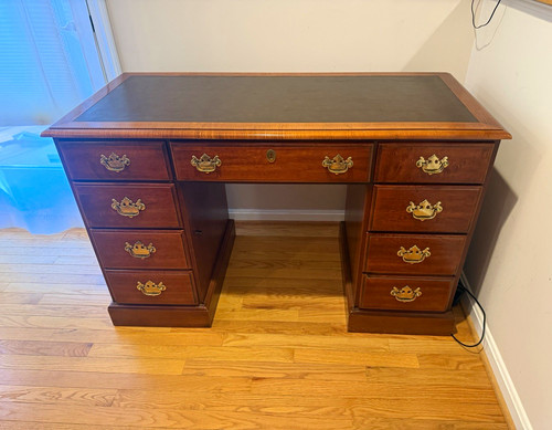 Vintage wood pedestal - wood, desk