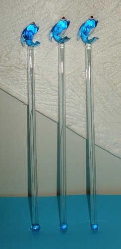 Vintage glass swizzle sticks - 3,