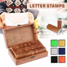 70PCS Retro Rubber Stamp Alphabet Wooden Box Set Print Style Letters / Number
