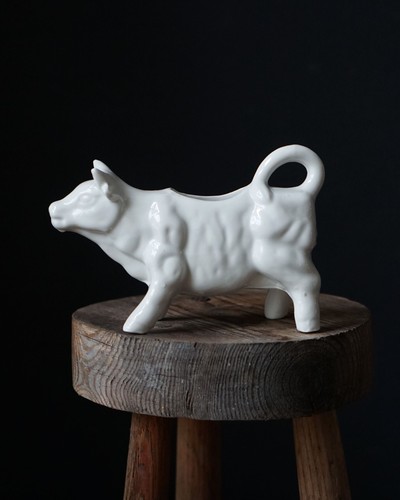 Vintage white porcelain - vintage, cow