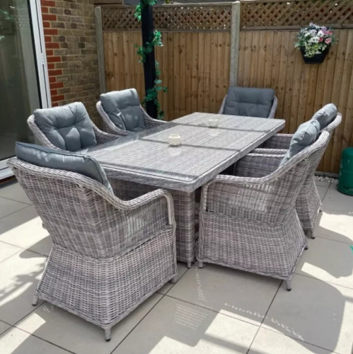 Garden dining set large - garden, wicker