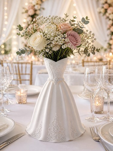 Wedding dress vase centrepiece - wedding,
