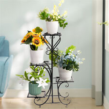 Anti-rust Wrought Iron Plant Stand Garden Flower Pot Herb Rack Shelf Sturdy Base