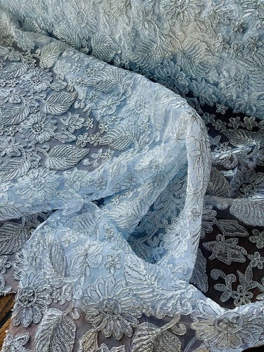 White lace fabric floral - white,