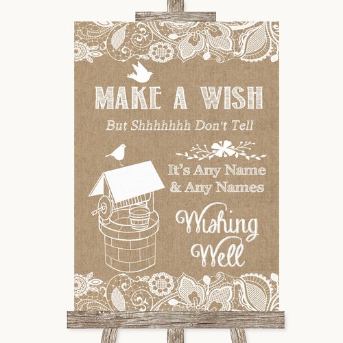 Burlap lace wishing - wishing, well