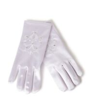 Girls' White Swirl Satin Gloves - Accessory for Weddings and First Communion