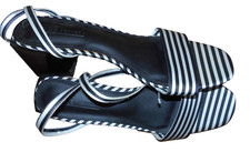 Asos black and white stripe low heeled stylish sandals  8