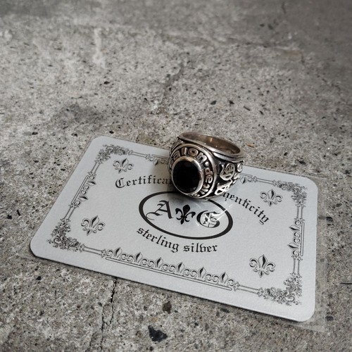 Onyx college ring silver - college,