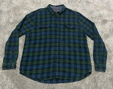 Vintage Woolrich Shirt Western Check Green Blue Long Sleeve Wool Size XL