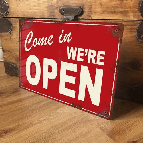 Shop open sign metal plaque - shop,