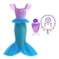 Little Mermaid Princess Costume Fancy Dress Up Birthday Outfit with Accessories