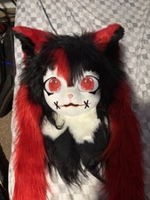 Fursuit Head Red And Black Fur