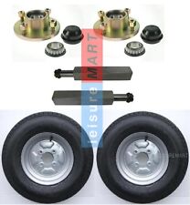 Trailer Axle Set 2 x Hubs 2 x Square Stub Axles 2 x 10" 4PR Wheels and Tyres