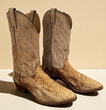 Vtg Tony Lama Mens Python Snakeskin Exotic Leather Cowboy Boots Western 6825 9D