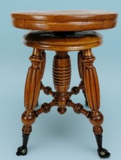 Victorian Adjustable Mahogany Piano Stool Glass Claw/Ball Feet Round Seat Old