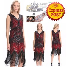 1920S 30S STYLE GATSBY VINTAGE CHARLESTON SEQUIN BEADED FLAPPER DRESS UK10-24