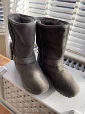 Sketchers Shape Ups Grey suede boots fur lined size 5