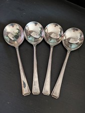 Set of 4 Silver Plated  Falstaff Plate VTG Flatware Spoons 5.5 inches 