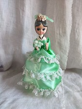 Vintage Retro Bradley Style Big Eye Boudoir Doll Figurine On Base Korean Kitsch 