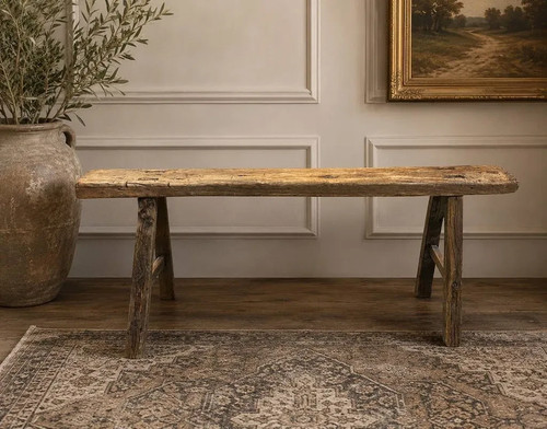 Antique wood farmhouse - farmhouse, bench