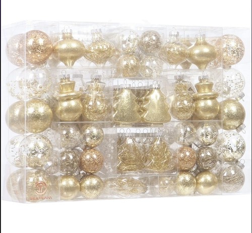 Gold christmas baubles - christmas,
