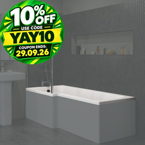 1600mm shaped shower bath - 1600mm,