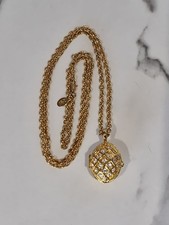 Vintage Joan Rivers Gold Plated Faberge Egg With Bee Inside Pendant Necklace