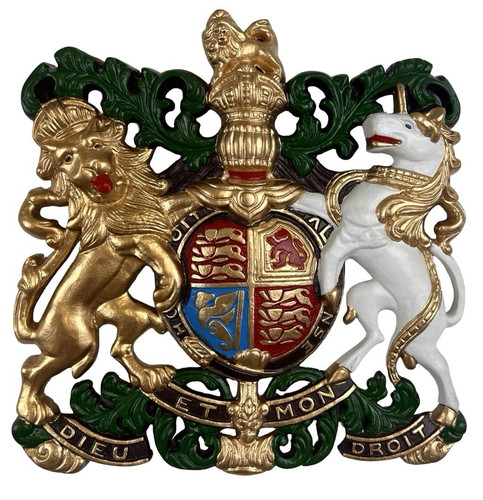 Cast metal royal coat arms - metal,
