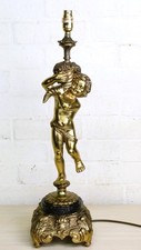 Table Lamp Ornate Italian Gilt Brass Cherub Lamp Large Rewired and Working