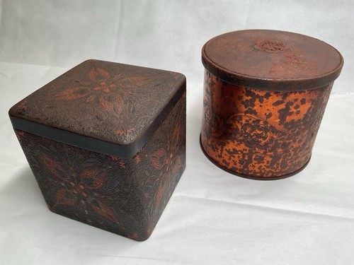 Vintage floral metal tins - x,