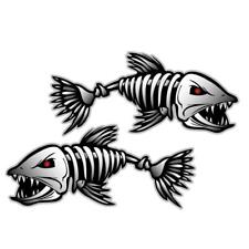 2pcs Black Red Skeleton Fish