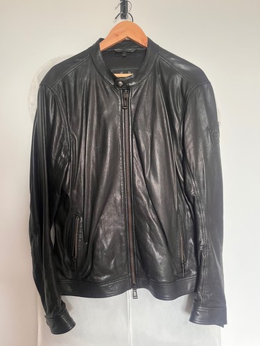 Belstaff black leather biker - leather,