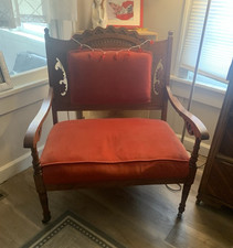 Antique Red Velvet Upholstered
