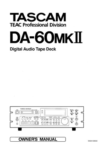 User manual for tascam - manual, da-60